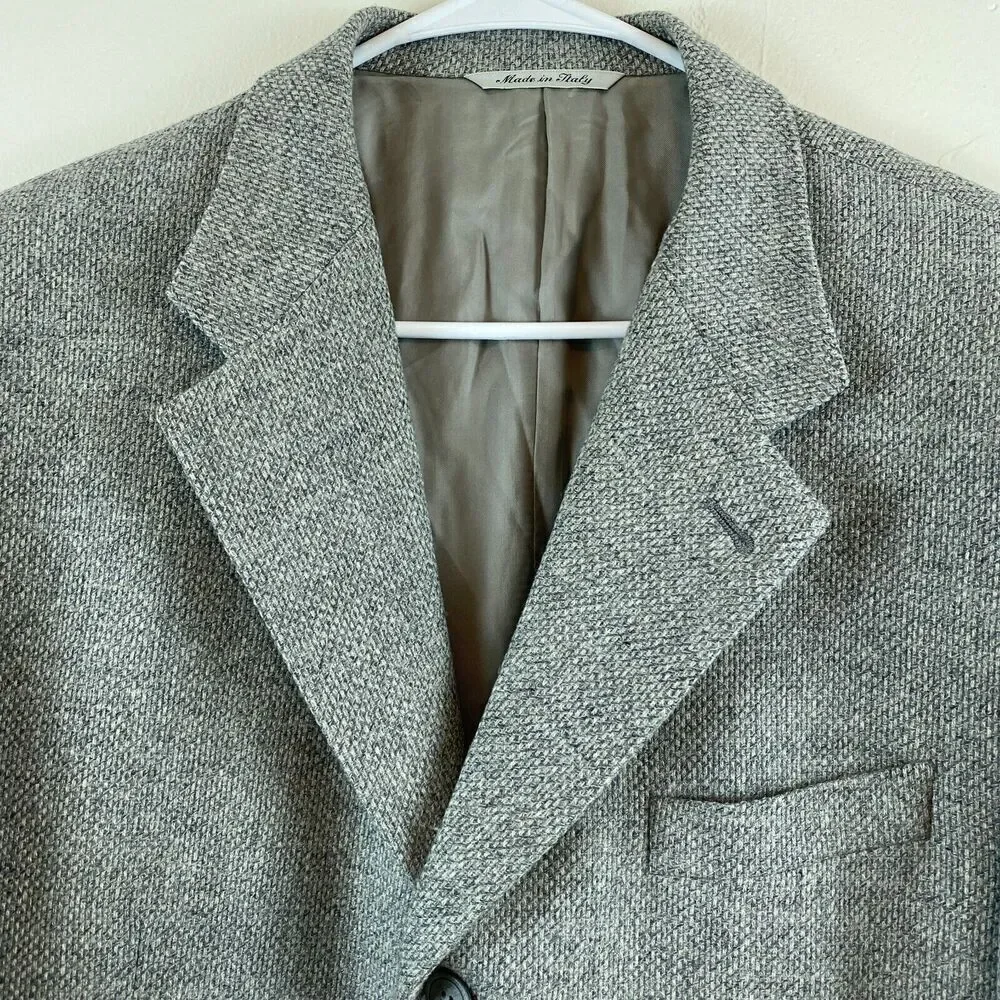 Canali Blazer 52R XXL Gray Check 100% Pure Wool Proposta Made in Italy Jacket